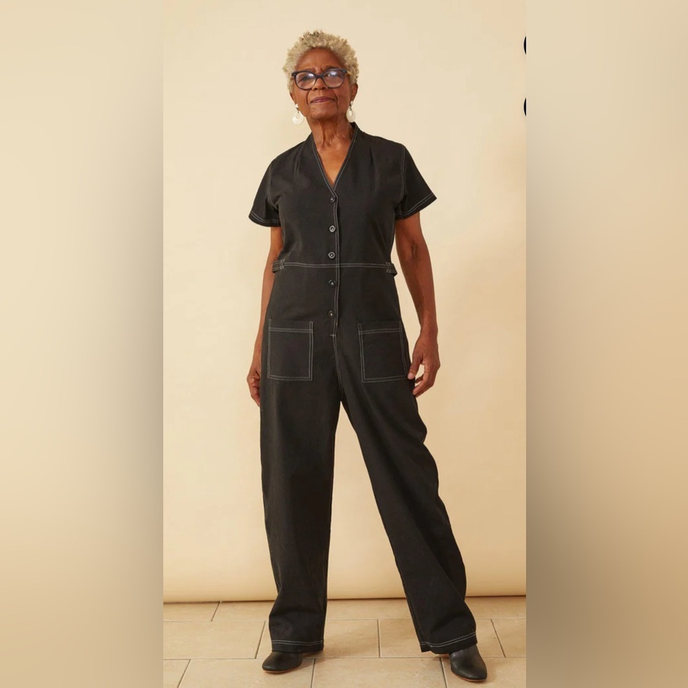 Seek Collective Women Amelia Romper Jumpsuit Black 100% Cotton Sz M Sustainable